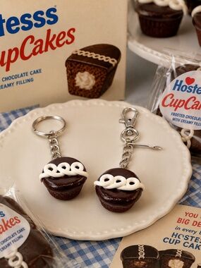 Hostess Cupcake Keychain or Bag Clip | Handmade Mini Chocolate Cupcake Charm